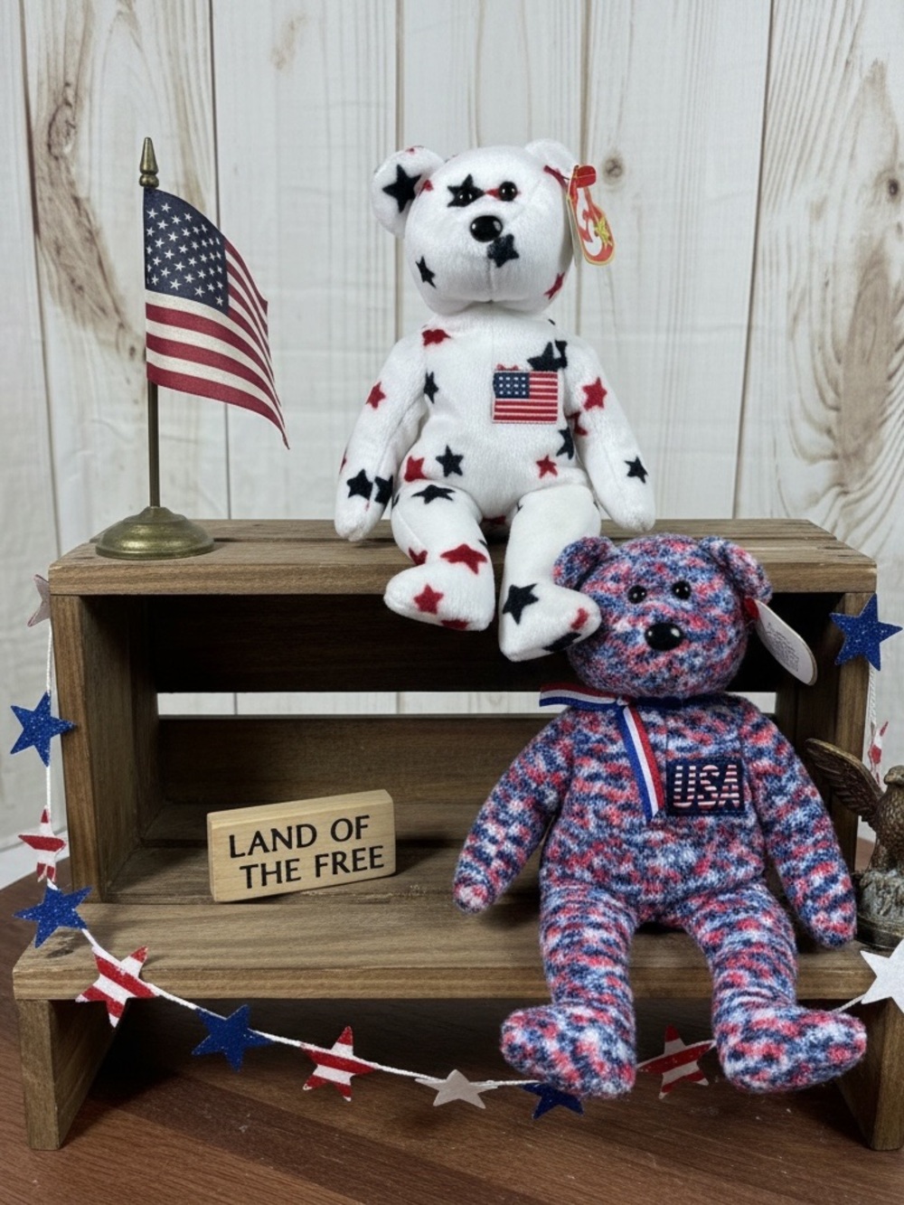 Ty Patriotic Plush Bear Duo - Red, White & Blue (2 pieces).
